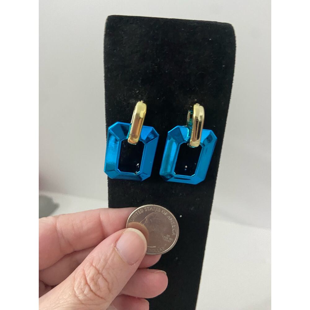 blue rectangle earrings - Picture 4 of 4